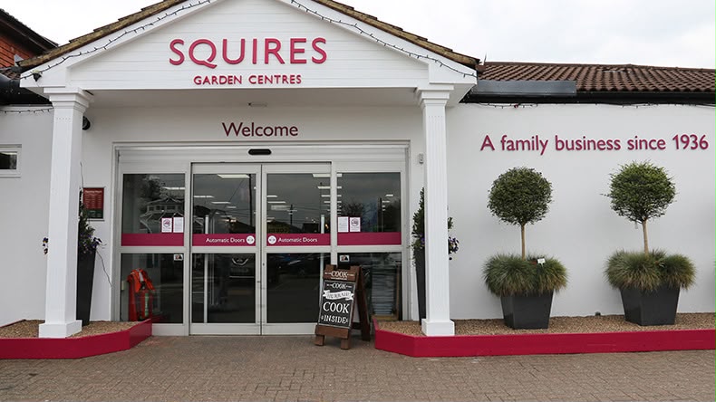 The entrance to Squire's Garden Centre, Badshot Lea, where the salon is based
